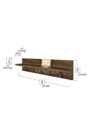 Kapstok - Wandkapstok - Wandplank - Muur Hanger - Modern Stijl Kapstok - Natuurlijk Hout - 5x2 Houten Kleerhanger - Lidia/Bruin - 80 cm - Afbeelding 20