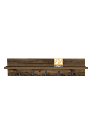 Kapstok - Wandkapstok - Wandplank - Muur Hanger - Modern Stijl Kapstok - Natuurlijk Hout - 5x2 Houten Kleerhanger - Lidia/Bruin - 80 cm - Afbeelding 22