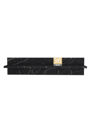 Kapstok – Wandkapstok – Wandplank – Muur Hanger – Modern Stijl Kapstok – Natuurlijk Hout – 5×2 Houten Kleerhanger – Zwart en Marmer – 80 cm - Afbeelding 17