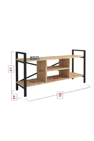 SNS Home - Tv Meubel Met Plank - Tv Meubel - Televisie Meubel - Tv Meubel Hout - Tv Kasten - Grenen - 120x61x35 cm - Afbeelding 11
