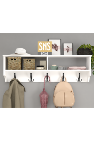 SNS Home - Kapstok 5x2 Haken Wandkapstok - Industrieel Hout - Wall Mounted - Kapstok - Wandkapstok Hout Metaal - 120x37x22 Kapstok - MDF Wit - Afbeelding 28