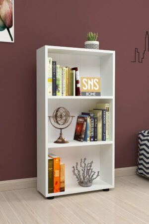 SNS Home - Boekenkast/ Rek - Wit - 56 cm Breed - Decoratieve Boekenplank met 3 Planken - Moderne Boekenkast - Afbeelding 18