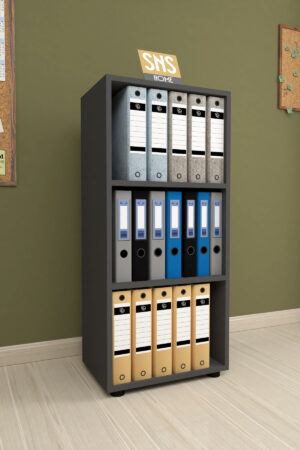 SNS Home, Prismakast met 3 Planken, Boekenkast met 3 Planken, Kantoorkast, De Map, Multifunctionele Kast, Keukenkast, Antraciet, 108,3 x 49 x 32 cm - Afbeelding 16