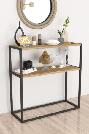 SNS Home - Metaal Leg Dressoir - Decoratieve Plank Dresuar - Console Metaal - Dressoir - Pijnboom - 2 Vakken - Industrieel - 90x90x33,5 cm - Afbeelding 17