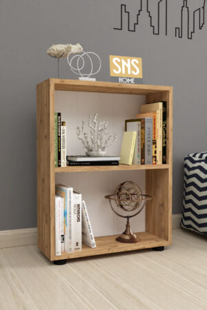 SNS Home - 13-05 - Decoratieve Boekenkast - Boekenkast met 2 Planken - Moderne Spaanplaat Boekenkast - Houten Boekenkast - Pijnboom - Afbeelding 22