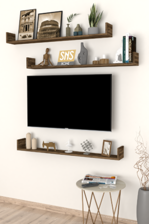 SNS Home, Fotolijst en Boekenplank, Wandplankenset Bestaande Uit 3 Zwevende Planken, Tv-Plank, Vliegende Plank, Boekenplank, 120 x 15 x 12 cm, Moderne Plank Voor Objecten, 3 Stuks, Lidia - Afbeelding 21