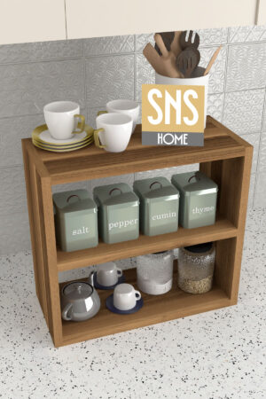 SNS Home - 13-01 - 3 Tier Kruidenrek - 3 Tier Aanrechtblad - Kruidenhouder 3 Tier - Kruidenrek - Kruidenopberger - Kruidenopslag - Okkernoot - 43,5 x 20 x 40 cm. - Afbeelding 21