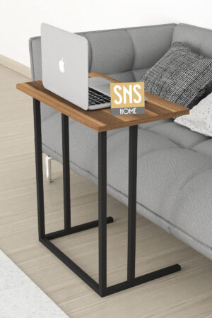 SNS Home - Metalen Poot - Laptopstandaard - Ontbijttafel - Bureau - Computerbureau - 60 cm Breed -Okkernoot - Afbeelding 16