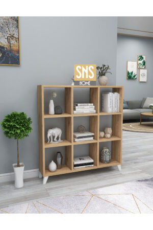 SNS Home - Kubus Boekenkast - 9 Vakken - Boekenkast met Planken - Vierkante Boekenkast - Bibliotheek - Pijnboom - Afbeelding 26