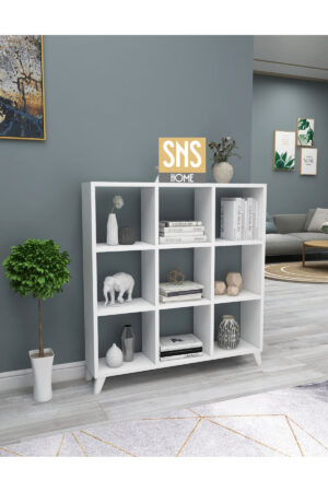 SNS Home - Kubus Boekenkast - 9 Vakken - Boekenkast met Planken - Vierkante Boekenkast - Bibliotheek - Wit - Afbeelding 16