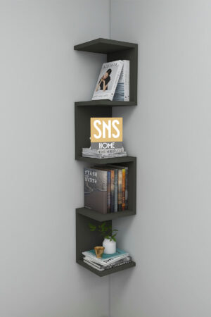SNS Home - Wandrek - ZigZag - Design Boekenkast - Hoekkast Zigzag Boekenkast - Hoek Boekenkast - Wandplank - Decoratieve Plank - 5 Planken - 5 Secties - Antraciet - Afbeelding 20