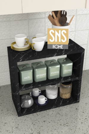 SNS Home - 13-01, 3 Tier Kruidenrek - 3 Tier Aanrechtblad - Kruidenhouder 3 Tier - Kruidenrek - Kruidenopberger - Kruidenopslag - Marmer en Zwart - 43,5x20x40 cm. - Afbeelding 21
