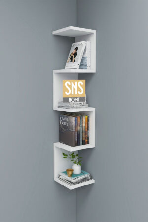 SNS Home - Wandrek - ZigZag - Design Boekenkast - Hoekkast Zigzag Boekenkast - Hoek Boekenkast - Wandplank - Decoratieve Plank - 5 Planken - 5 Secties - Wit - Afbeelding 18