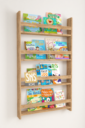 SNS Home - Met 4 Planken - 120 x 74 Cm - Montessori Boekenkast - Educatieve Kinderboekenkast - Woor Kinderen - Pijnboom - Afbeelding 14