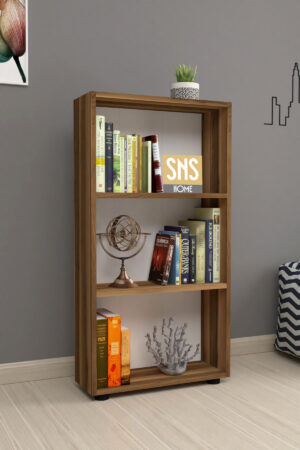 SNS Home - Boekenkast/ Rek - Okkernoot - 56 cm Breed - Decoratieve Boekenplank met 3 Planken - Moderne Boekenkast - Afbeelding 16