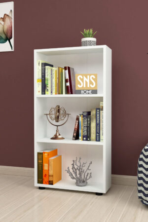 SNS Home - Boekenkast/ Rek - Wit - 56 cm Breed - Decoratieve Boekenplank met 3 Planken - Moderne Boekenkast - Afbeelding 19