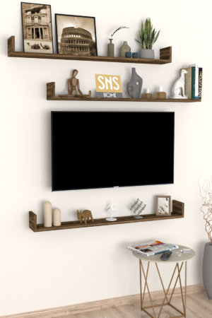 SNS Home, Fotolijst en Boekenplank, Wandplankenset Bestaande Uit 3 Zwevende Planken, Tv-Plank, Vliegende Plank, Boekenplank, 120 x 15 x 12 cm, Moderne Plank Voor Objecten, 3 Stuks, Lidia - Afbeelding 22