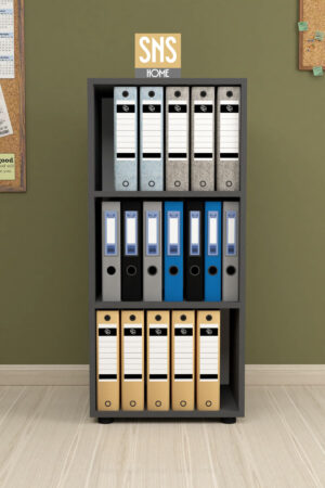 SNS Home, Prismakast met 3 Planken, Boekenkast met 3 Planken, Kantoorkast, De Map, Multifunctionele Kast, Keukenkast, Antraciet, 108,3 x 49 x 32 cm - Afbeelding 20