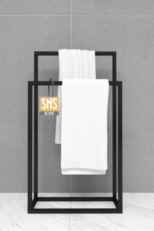 SNS Home - Metalen Handdoekhouder - Handdoekrek - Badkamer Organizer - Decoratieve Handdoekhouder - 21x50x89 cm - Zwart - Afbeelding 23