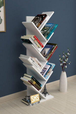 SNS Home - 13-06 - Houten Boekenplank - Decoratieve Boekenplank - Plank Organizer - Boekenplank - 121 cm - Wit - Afbeelding 19