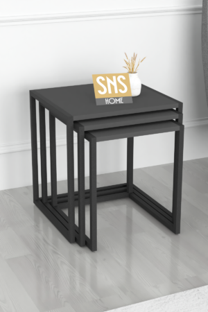 SNS Home - Set van 3 Coffee Tables Metal - Salontafel - Bijzettafel - Set van 3 Coffee Metalen Nesttafel - Antraciet - Afbeelding 23