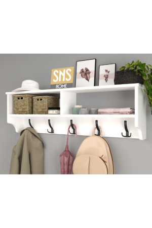 SNS Home - Kapstok 5x2 Haken Wandkapstok - Industrieel Hout - Wall Mounted - Kapstok - Wandkapstok Hout Metaal - 120x37x22 Kapstok - MDF Wit - Afbeelding 25