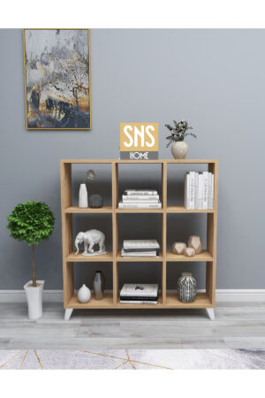 SNS Home - Kubus Boekenkast - 9 Vakken - Boekenkast met Planken - Vierkante Boekenkast - Bibliotheek - Pijnboom - Afbeelding 27