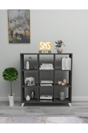 SNS Home - Kubus Boekenkast - 9 Vakken - Boekenkast met Planken - Vierkante Boekenkast - Bibliotheek - Antraciet - Afbeelding 17