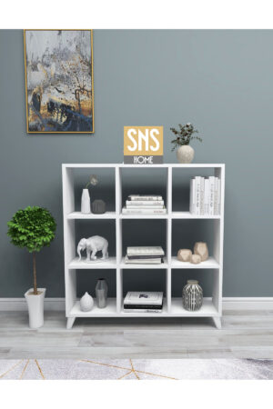 SNS Home - Kubus Boekenkast - 9 Vakken - Boekenkast met Planken - Vierkante Boekenkast - Bibliotheek - Wit - Afbeelding 17