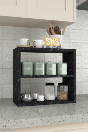SNS Home - 13-01, 3 Tier Kruidenrek - 3 Tier Aanrechtblad - Kruidenhouder 3 Tier - Kruidenrek - Kruidenopberger - Kruidenopslag - Marmer en Zwart - 43,5x20x40 cm. - Afbeelding 22
