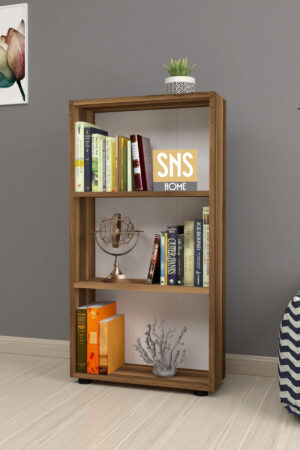 SNS Home - Boekenkast/ Rek - Okkernoot - 56 cm Breed - Decoratieve Boekenplank met 3 Planken - Moderne Boekenkast - Afbeelding 17