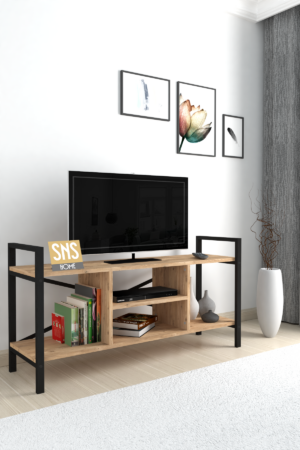 SNS Home - Tv Meubel Met Plank - Tv Meubel - Televisie Meubel - Tv Meubel Hout - Tv Kasten - Grenen - 120x61x35 cm - Afbeelding 19