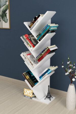 SNS Home - 13-06 - Houten Boekenplank - Decoratieve Boekenplank - Plank Organizer - Boekenplank - 121 cm - Wit - Afbeelding 20