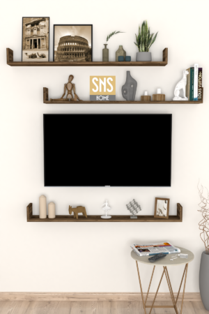 SNS Home, Fotolijst en Boekenplank, Wandplankenset Bestaande Uit 3 Zwevende Planken, Tv-Plank, Vliegende Plank, Boekenplank, 120 x 15 x 12 cm, Moderne Plank Voor Objecten, 3 Stuks, Lidia - Afbeelding 23