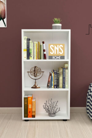 SNS Home - Boekenkast/ Rek - Wit - 56 cm Breed - Decoratieve Boekenplank met 3 Planken - Moderne Boekenkast - Afbeelding 20