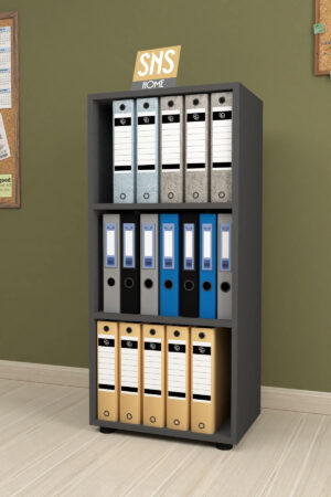 SNS Home, Prismakast met 3 Planken, Boekenkast met 3 Planken, Kantoorkast, De Map, Multifunctionele Kast, Keukenkast, Antraciet, 108,3 x 49 x 32 cm - Afbeelding 18