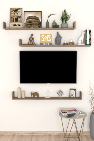 SNS Home, 16-01, Fotolijst en Boekenplank, Wandplankenset Bestaande Uit 3 Zwevende Planken, Tv-Plank, Vliegende Plank, Boekenplank, 120 x 15 x 12 cm, Moderne Plank Voor Objecten, 3 Stuks, Pijnboom - Afbeelding 21