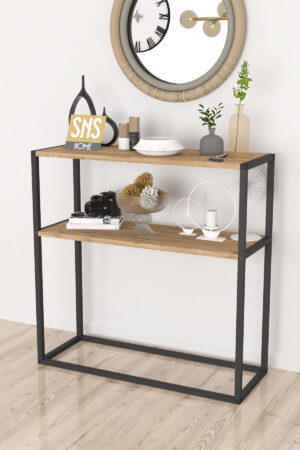 SNS Home - Metaal Leg Dressoir - Decoratieve Plank Dresuar - Console Metaal - Dressoir - Pijnboom - 2 Vakken - Industrieel - 90x90x33,5 cm - Afbeelding 19