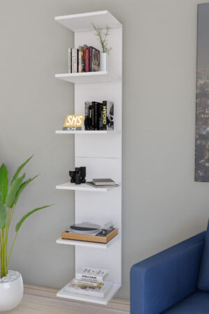 SNS Home, MDF Wandmontage Boekenkast, Decoratieve Plank, Wandplank, Wit, Wandmontage, MDF 6 Planken - Afbeelding 23