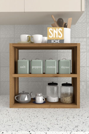 SNS Home - 13-01 - 3 Tier Kruidenrek - 3 Tier Aanrechtblad - Kruidenhouder 3 Tier - Kruidenrek - Kruidenopberger - Kruidenopslag - Okkernoot - 43,5 x 20 x 40 cm. - Afbeelding 23