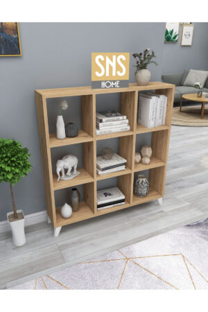 SNS Home - Kubus Boekenkast - 9 Vakken - Boekenkast met Planken - Vierkante Boekenkast - Bibliotheek - Pijnboom - Afbeelding 28