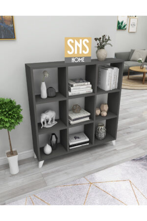 SNS Home - Kubus Boekenkast - 9 Vakken - Boekenkast met Planken - Vierkante Boekenkast - Bibliotheek - Antraciet - Afbeelding 18