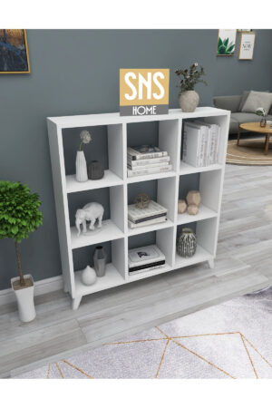 SNS Home - Kubus Boekenkast - 9 Vakken - Boekenkast met Planken - Vierkante Boekenkast - Bibliotheek - Wit - Afbeelding 18