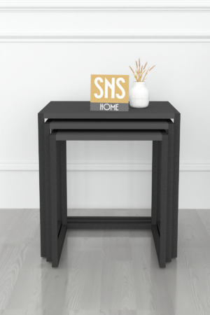 SNS Home - Set van 3 Coffee Tables Metal - Salontafel - Bijzettafel - Set van 3 Coffee Metalen Nesttafel - Antraciet - Afbeelding 24