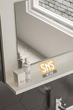 SNS Home / 60 x 45 cm / Modena Badkamerplank / Wastafelplank / Plank met Spiegel / Badkamerspiegel / Wit - Afbeelding 14