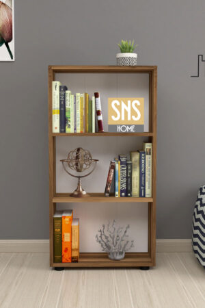 SNS Home - Boekenkast/ Rek - Okkernoot - 56 cm Breed - Decoratieve Boekenplank met 3 Planken - Moderne Boekenkast - Afbeelding 18