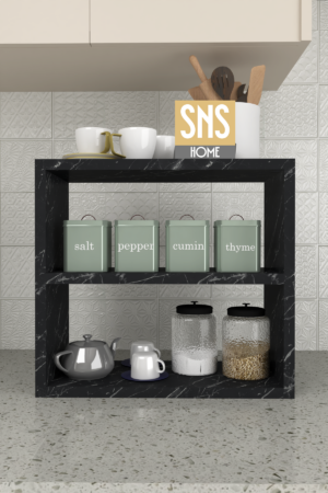 SNS Home - 13-01, 3 Tier Kruidenrek - 3 Tier Aanrechtblad - Kruidenhouder 3 Tier - Kruidenrek - Kruidenopberger - Kruidenopslag - Marmer en Zwart - 43,5x20x40 cm. - Afbeelding 23