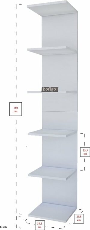SNS Home, MDF Wandmontage Boekenkast, Decoratieve Plank, Wandplank, Wit, Wandmontage, MDF 6 Planken - Afbeelding 18