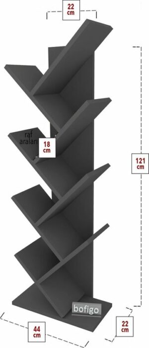 SNS Home - 13-06, Houten Boekenplank - Decoratieve Boekenplank - Plank Organizer - Boekenplank - 121 cm - Antraciet - Afbeelding 7