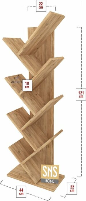 SNS Home - 13-06 - Houten Boekenplank - Decoratieve Boekenplank - Plank Organizer - Boekenplank - 121 cm - Grenen - Afbeelding 4